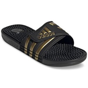 Adidas Adissage Black/Gold Slip-on Adjustable Strap Sandals, Size Mens 12/WMN 13