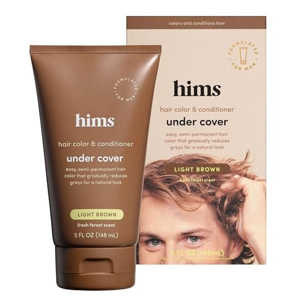 hims Under Cover Color & Conditioner for Men, Light Brown - Hair Color Conditioner for Gray Hair Coverage - Semi Permanent, Moisturizes, Blends Grays - Fresh Forest Scent - 5 fl oz